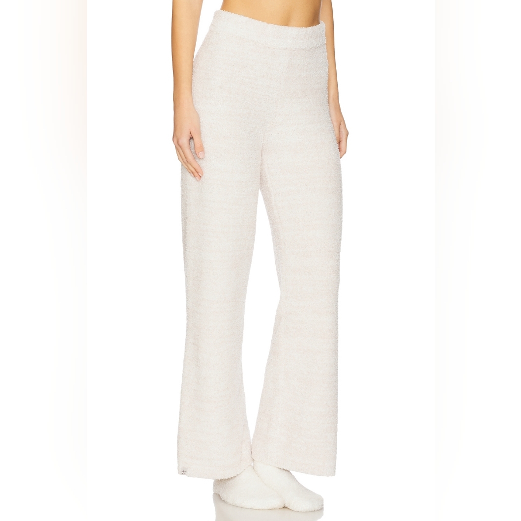 Barefoot Dreams Cozychic Pant In Heathered Stone & Cream Wide Leg